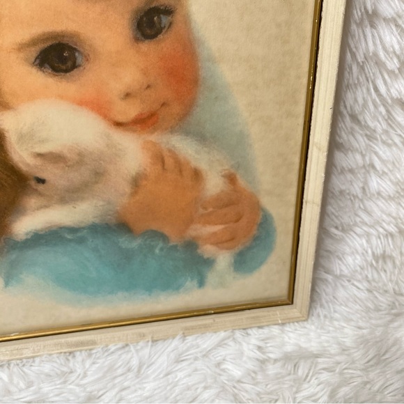 Vintage Frances Hook Northern Paper Mills Girl With Kitten Framed Print - Picture 5 of 8